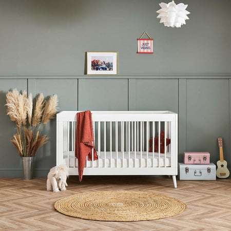 Obaby MAYA Cot Bed (Nordic White) - lifestyle image