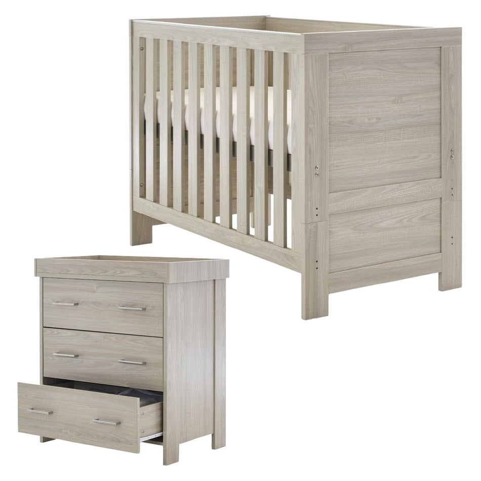 Obaby Nika 2 Piece Room Set - Grey Wash - cot bed and changing unit