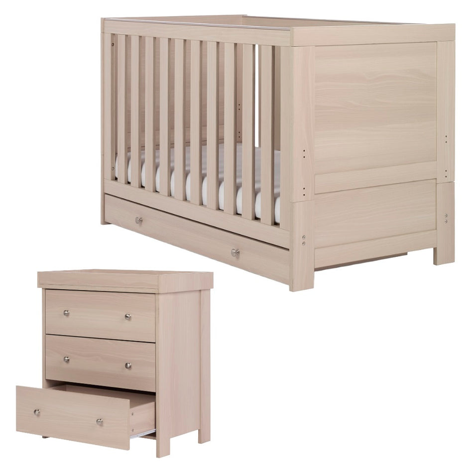 Obaby Nika 2 Piece Room Set - Aspen - cot bed and changing unit