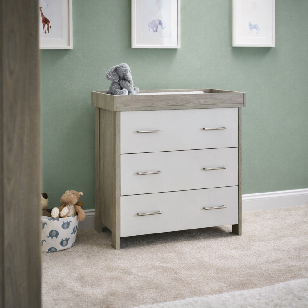 Obaby Nika Changing Unit - Grey Wash & White - lifestyle image