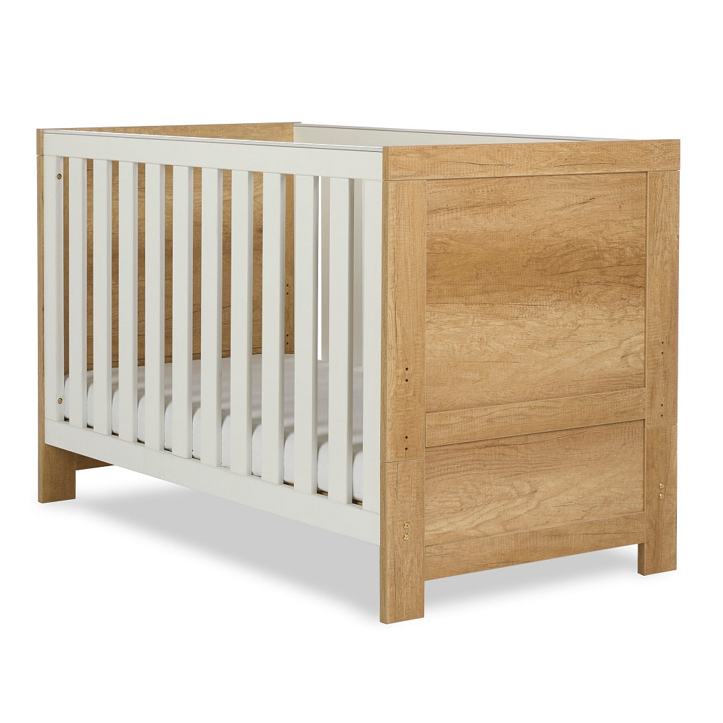 Obaby Nika Cot Bed Oak & White without drawer