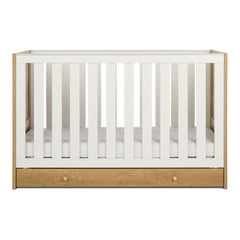 Obaby Nika Cot Bed with Under Drawer Oak & White - side view