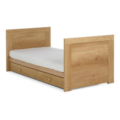 Obaby Nika Cot Bed with Under Drawer Oak & White - converted into toddler bed