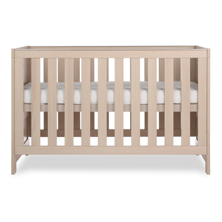 Obaby Nika Cot Bed Aspen - with mattress base at highest level