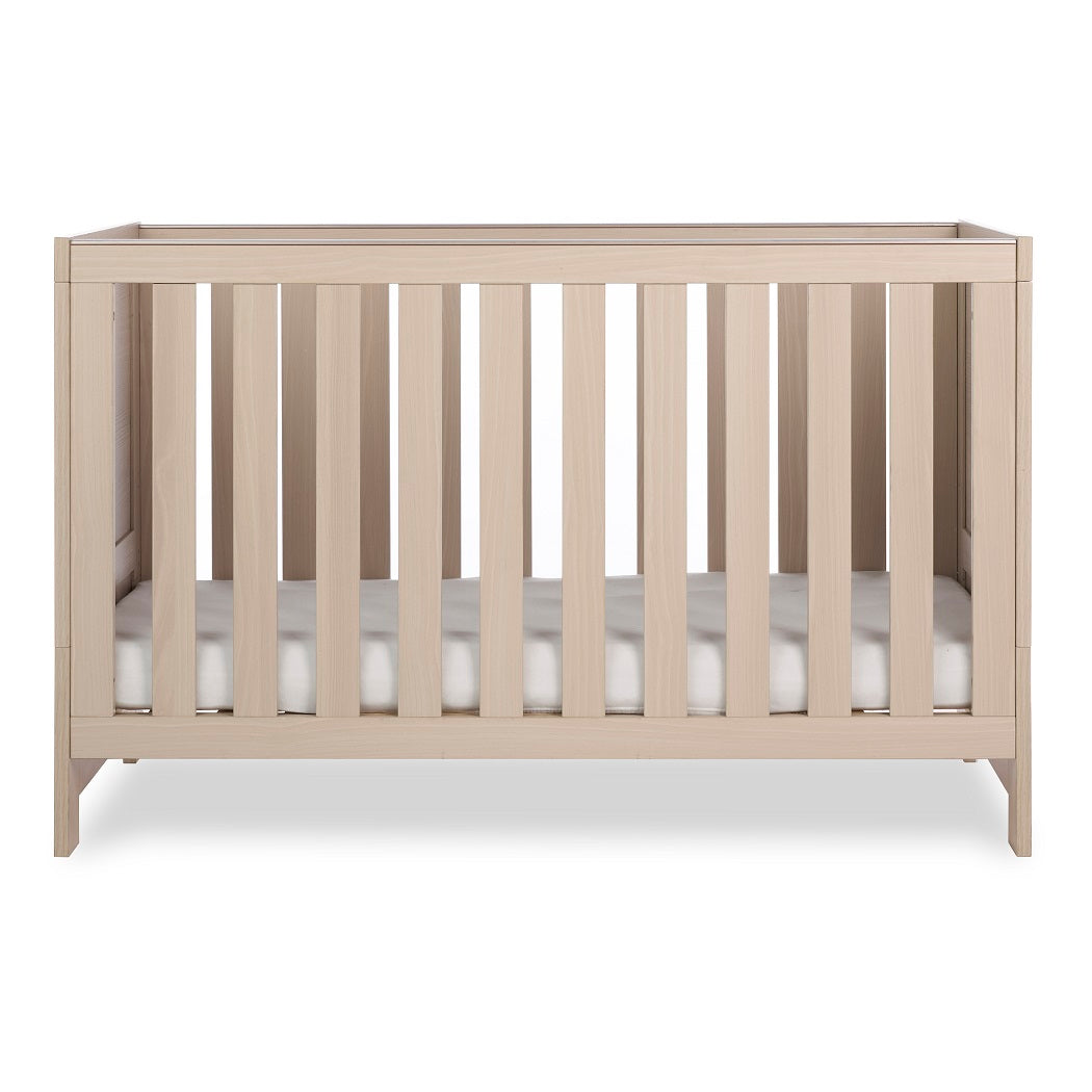 Obaby Nika Cot Bed Aspen - side view, mattress base at lowest level
