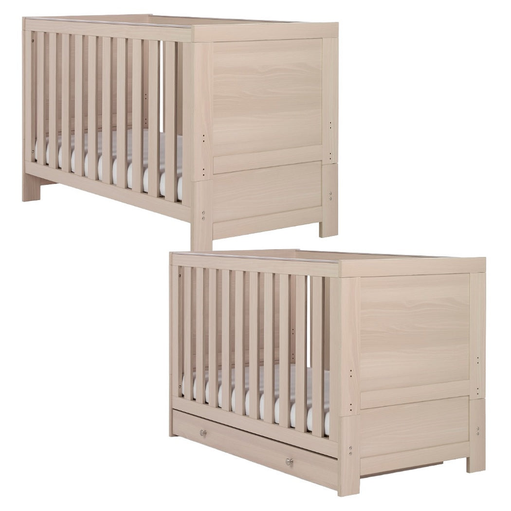 Obaby Nika Cot Bed Aspen - with and without optional drawer