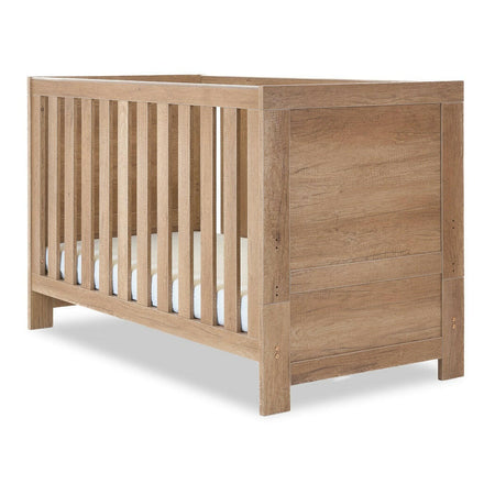 Obaby Nika Cot Bed - Oak - quarter view (mattress not included)