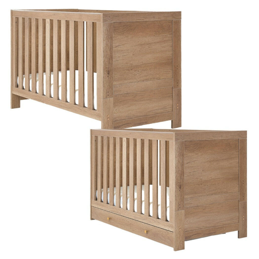 Obaby Nika Cot Bed (Oak) - Optional Under Drawer