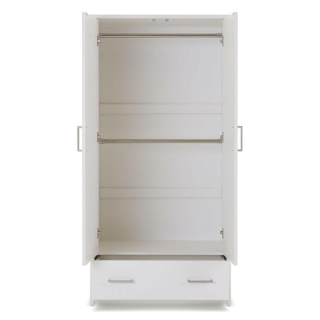 Obaby Nika Double Wardrobe - White Wash - interior with hanging rails