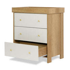 Obaby Nika Changing Unit Oak & White - with changing top fitted