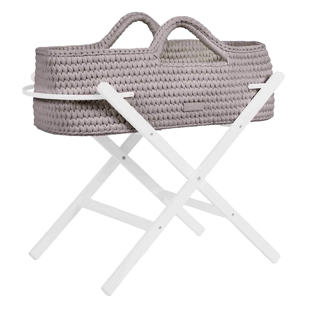 Ickle Bubba Nova Moses Basket & Stand - Tawny basket with white stand