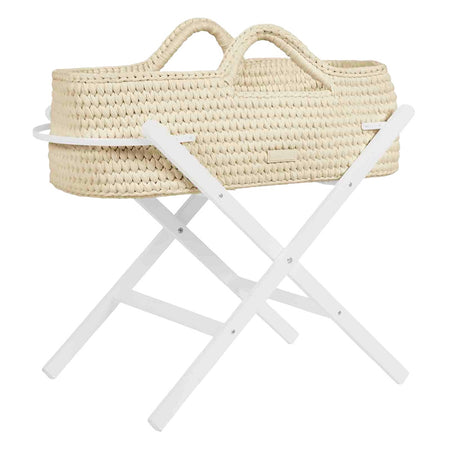 Ickle Bubba Nova Moses Basket & Stand - Buttercream basket with white stand