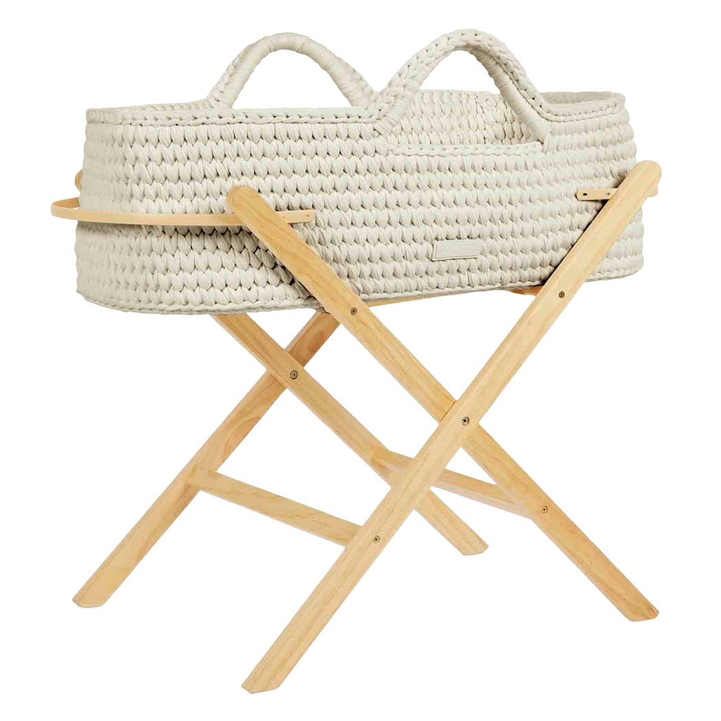 Ickle Bubba Nova Moses Basket & Stand - Cloud basket with pine stand