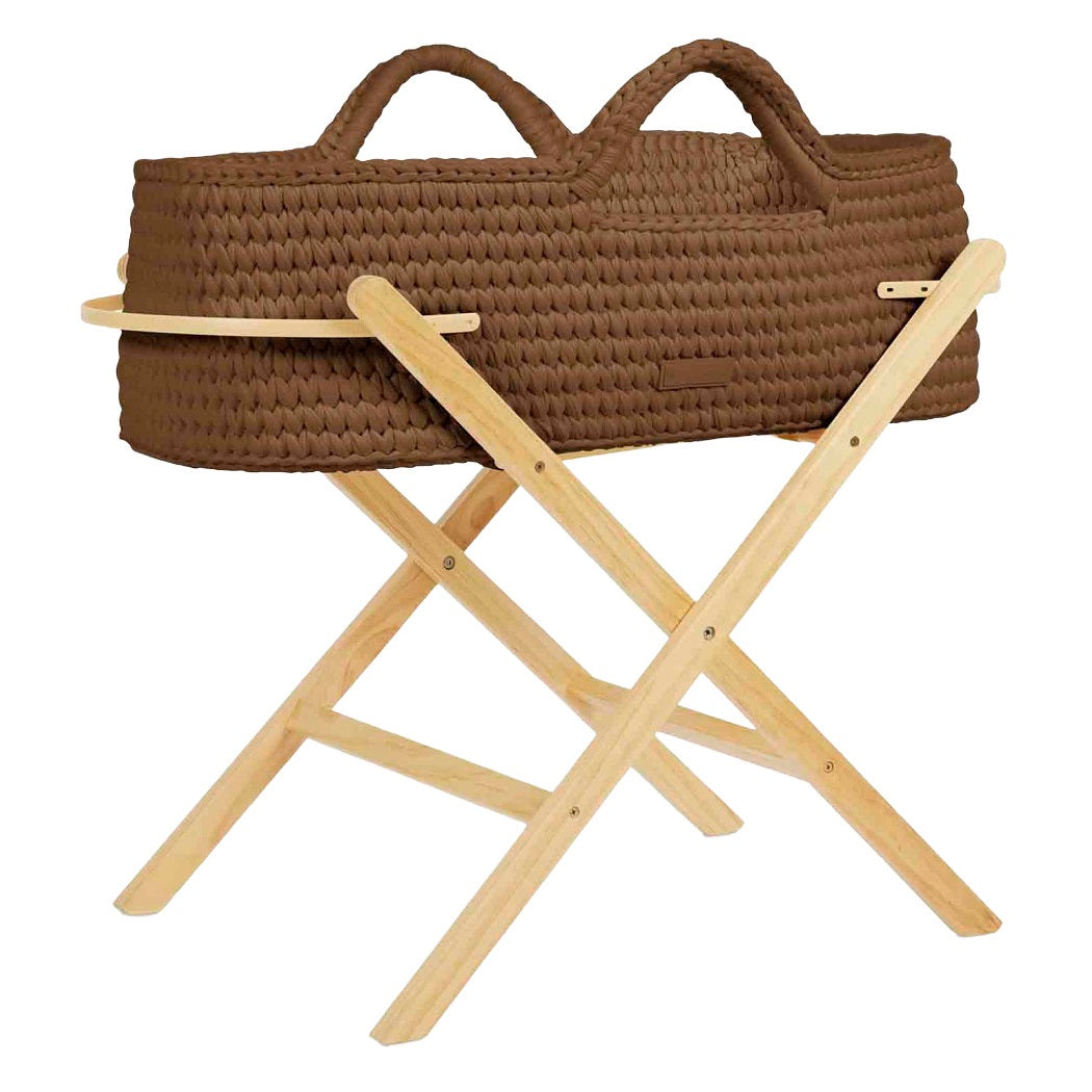 Ickle Bubba Nova Moses Basket & Stand - Mocha basket with pine stand