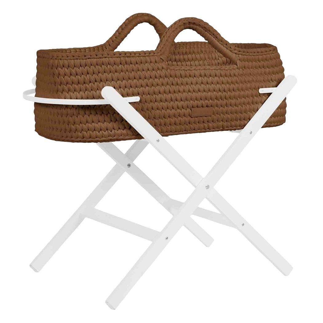 Ickle Bubba Nova Moses Basket & Stand - Mocha basket with white stand