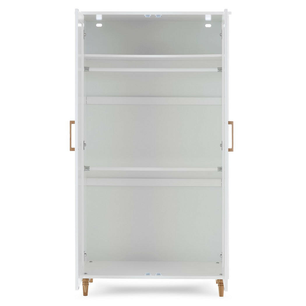 Obaby Orla Wardrobe - White with Oak - showing the interior with shelf and two hanging rails