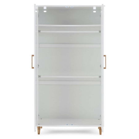 Obaby Orla Wardrobe - White with Oak - showing the interior with shelf and two hanging rails