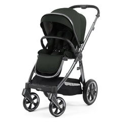 BabyStyle Oyster 3 Gunmetal LUXURY Bundle (Black Olive) - showing the pushchair in forward-facing mode
