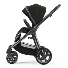 BabyStyle Oyster 3 Gunmetal LUXURY Bundle (Black Olive) - showing the forward-facing pushchair with its seat upright