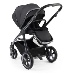 BabyStyle Oyster 3 Gunmetal LUXURY Bundle (Carbonite) - showing the seat unit and chassis together as the pushchair in parent-facing mode
