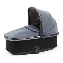BabyStyle Oyster 3 Gunmetal ESSENTIAL Bundle (Dream Blue) - showing the carrycot with its hood and apron