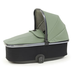BabyStyle Oyster 3 Gunmetal LUXURY Bundle (Spearmint) - showing the carrycot with its matching hood and apron