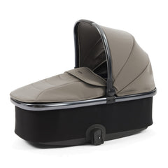 BabyStyle Oyster 3 Gunmetal ESSENTIAL Bundle (Stone) - showing the carrycot with its hood and apron