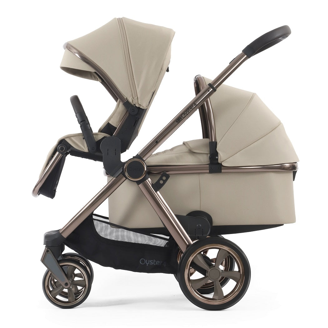Oyster4 Tandem Pushchair - Buttermilk - seat unit and carrycot