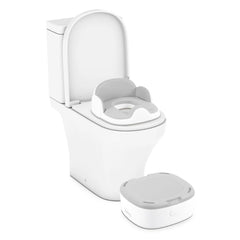 BabyStyle Oyster 4in1 Potty - White - seat unit and stool - being used with adult toilet