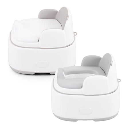 BabyStyle Oyster 4in1 Potty - White - side views, as potty and potty with lid