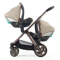 Oyster 4 Twin Pushchair - Buttermilk - with two car seats