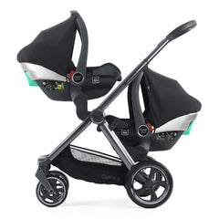 Oyster 4 Twin Pushchair - Carbonite - with two car seats