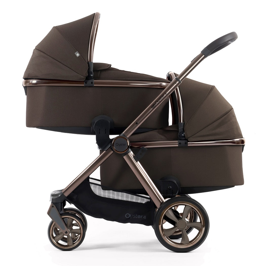 Oyster4 Twin Pram - Chocolate Velvet - with two carrycots