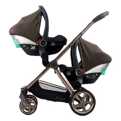 Oyster 4 Twin Pushchair - Chocolate Velvet - with two car seats