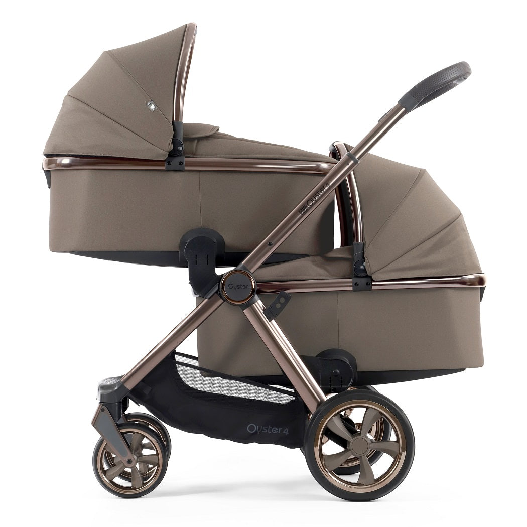 Oyster4 Twin Pram - Mink - with two carrycots