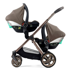 Oyster 4 Twin Pushchair - Mink - with two car seats