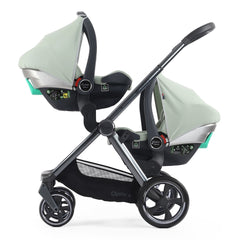 Oyster 4 Twin Pushchair - Pistachio - with two car seats