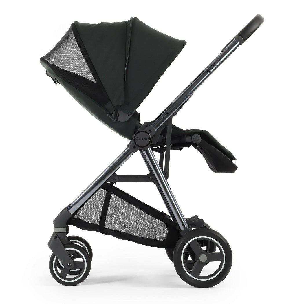 Oyster Gravity+ Stroller -  Black Olive - side view, parent-facing