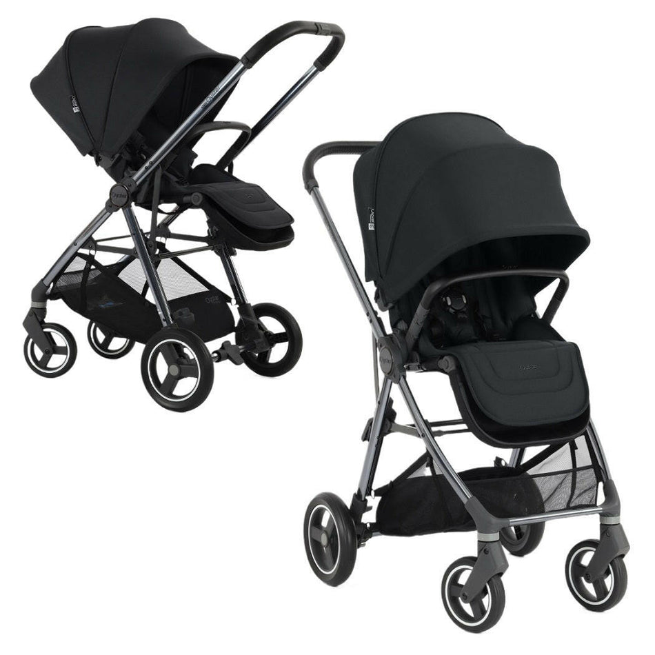 Oyster Gravity+ Stroller - Carbonite - shown parent and forward-facing