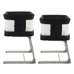 BabyStyle Oyster Wiggle Co-Sleeper Bedside Crib - Carbonite - end view at different heights
