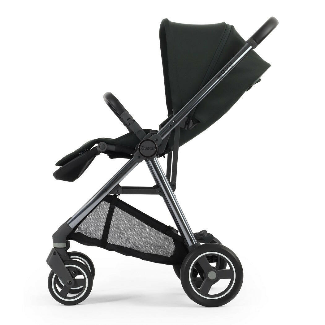 Oyster Gravity+ Stroller -  Black Olive - side view, forward-facing