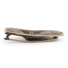 BabyStyle Oyster Rocker (Mink) - sideview, showing the rocker with its feet down to stop rocking motion