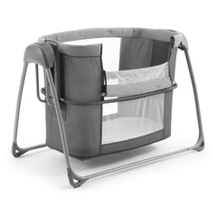 BabyStyle Oyster Swinging Crib (Moon) - showing the crib with the top lowered for ease of access