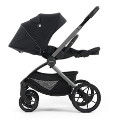 Oyster Vee Pushchair - Liquorice - parent-facing with seat reclined