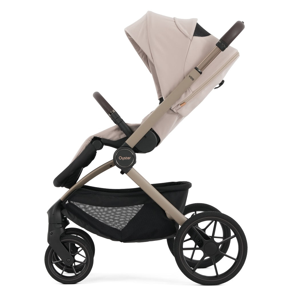 Oyster Vee Pushchair - Vanilla - side view, forward-facing