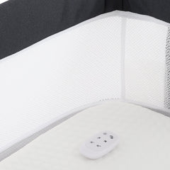 BabyStyle Oyster Wiggle Co-Sleeper Bedside Crib - Carbonite - interior with remote control