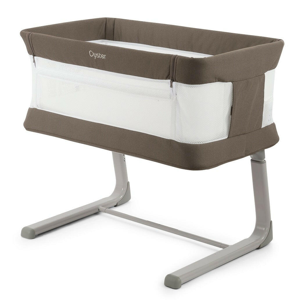 BabyStyle Oyster Wiggle Co-Sleeper Bedside Crib - Mink - with access panel raised