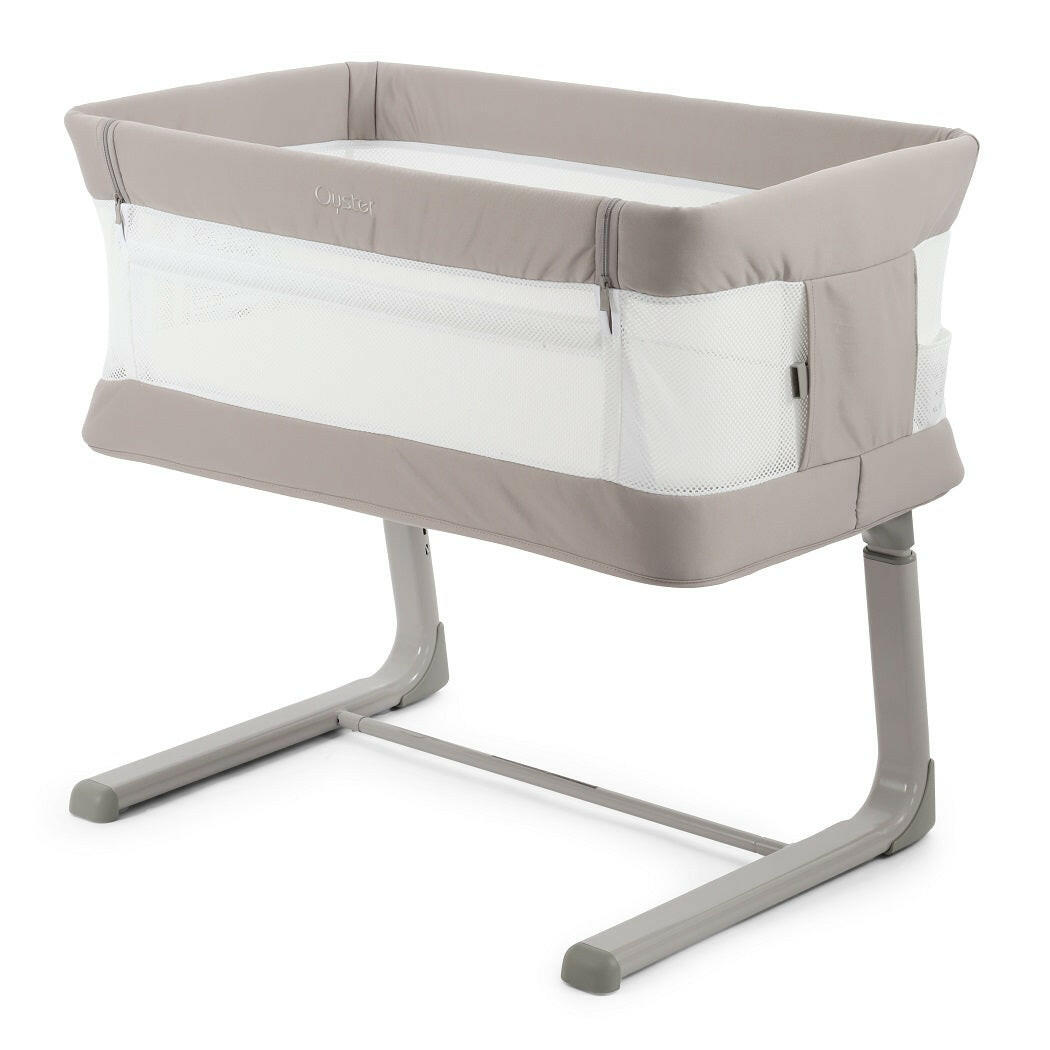 BabyStyle Oyster Wiggle Co-Sleeper Bedside Crib - Stone - with access panel raised