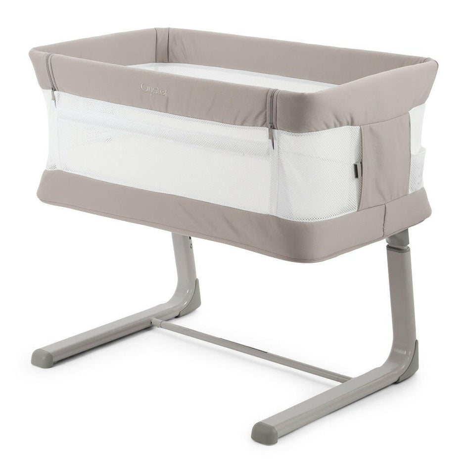 BabyStyle Oyster Wiggle Co-Sleeper Bedside Crib - Stone - with access panel raised