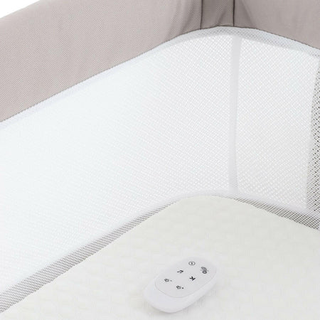 BabyStyle Oyster Wiggle Co-Sleeper Bedside Crib - Stone - interior with remote control